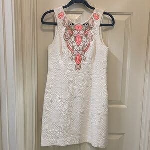 Dry cleaned! Lilly Pulitzer Elegant White Dress with Embroidered Accents